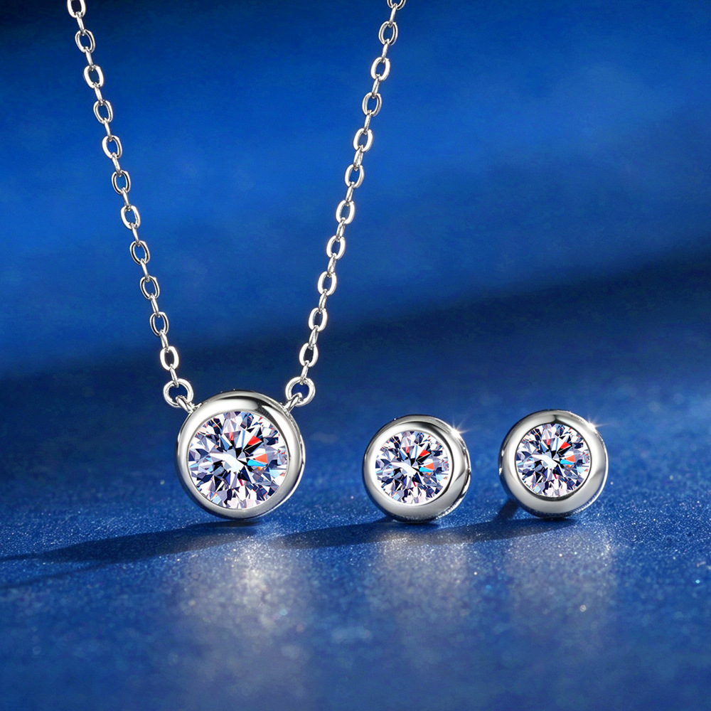 D Color Moissanite Bezel Stud  - Bezels Set Pendant ulasan dan harga