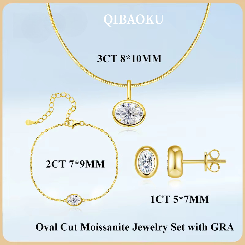 QIBAOKU Bezel Set Oval 3ct Moi - Bezels Set Pendant ulasan dan harga