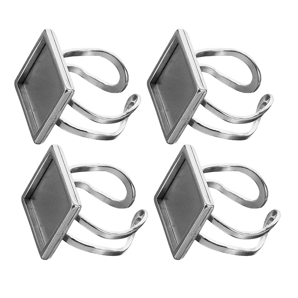 4Pcs Metal Ring Blanks Stainle - Resin Crafts Diy ulasan dan harga